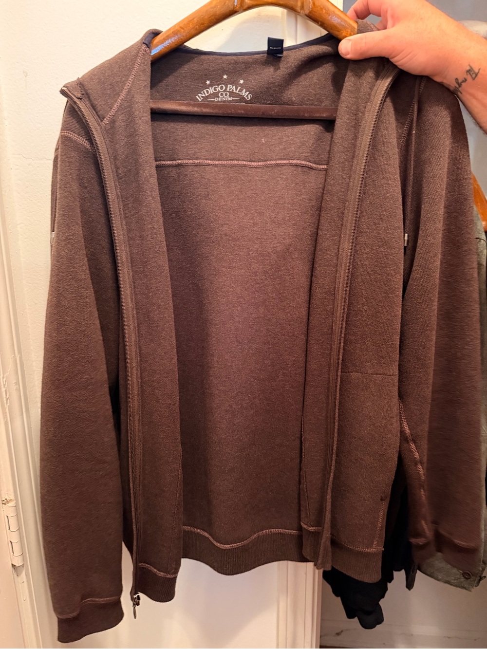 Men's Brown Zip-Up Hoodie Sweater